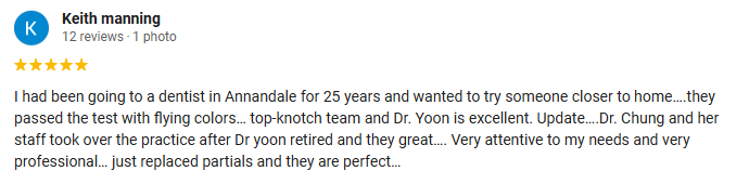 5 Star Review From Keith Manning Praising Clifton Dental Care In A Rounded Box